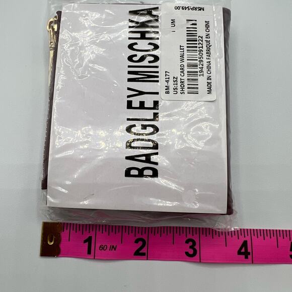 Badgley Mischka Womens Short Bifold Card Wallet Plum Burgundy Vegan Leather NWT - Picture 10 of 11